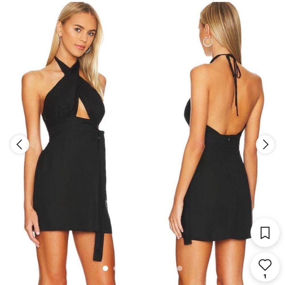 NWOT Shona Joy Crossover Linen Mini Dress - Black - Size US 2